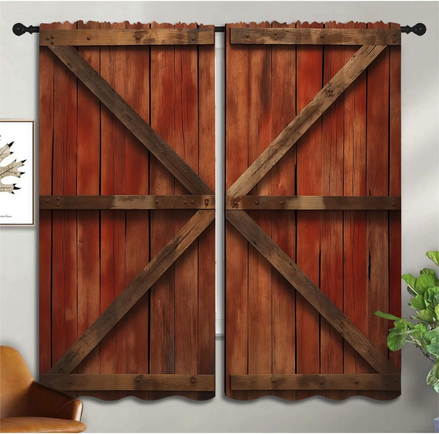 Barn Wood Door Blackout Curtai - Farming Japan recension och pris